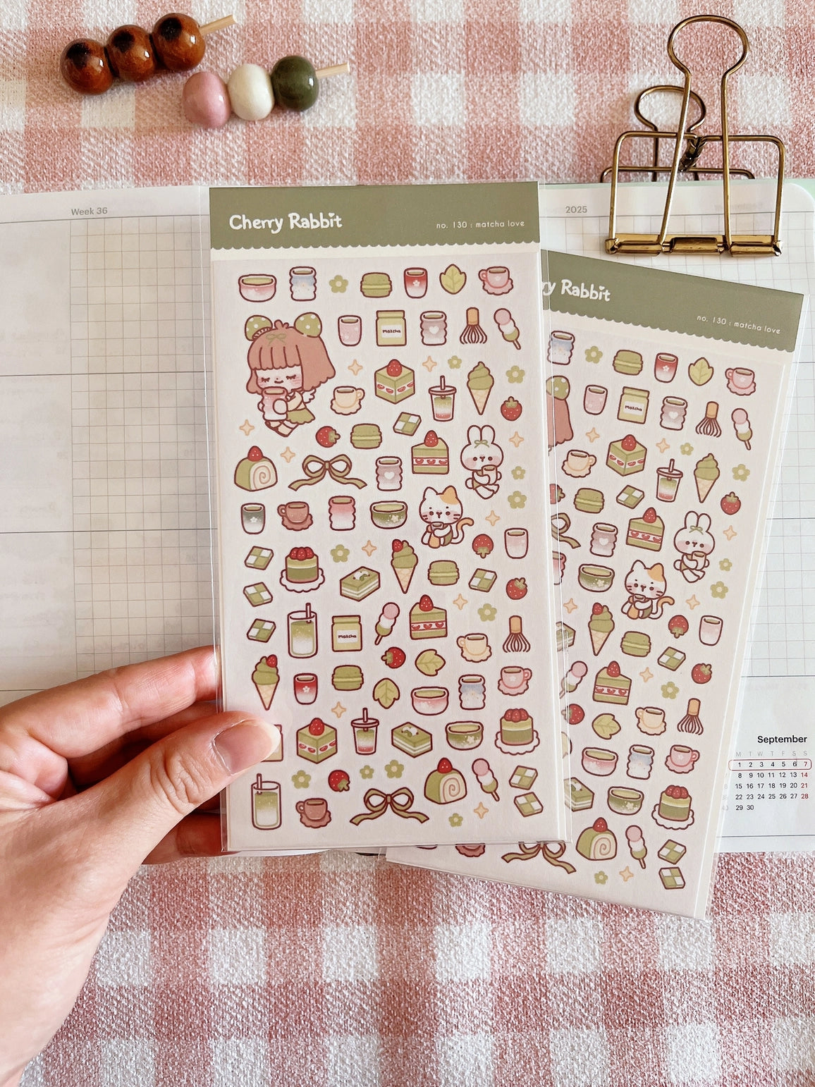 Cherry Rabbit Matcha Love Sticker Sheet
