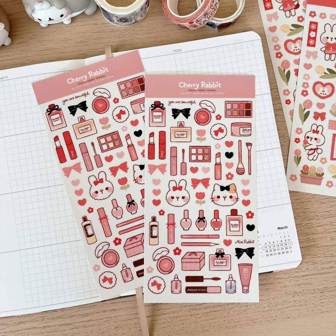 Miss Rabbit Makeup Sticker Sheet – Little Craft Place