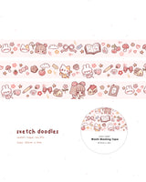 Cherry Rabbit Sketch Doodles Washi Tape