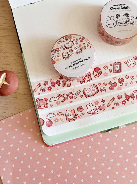 Cherry Rabbit Sketch Doodles Washi Tape