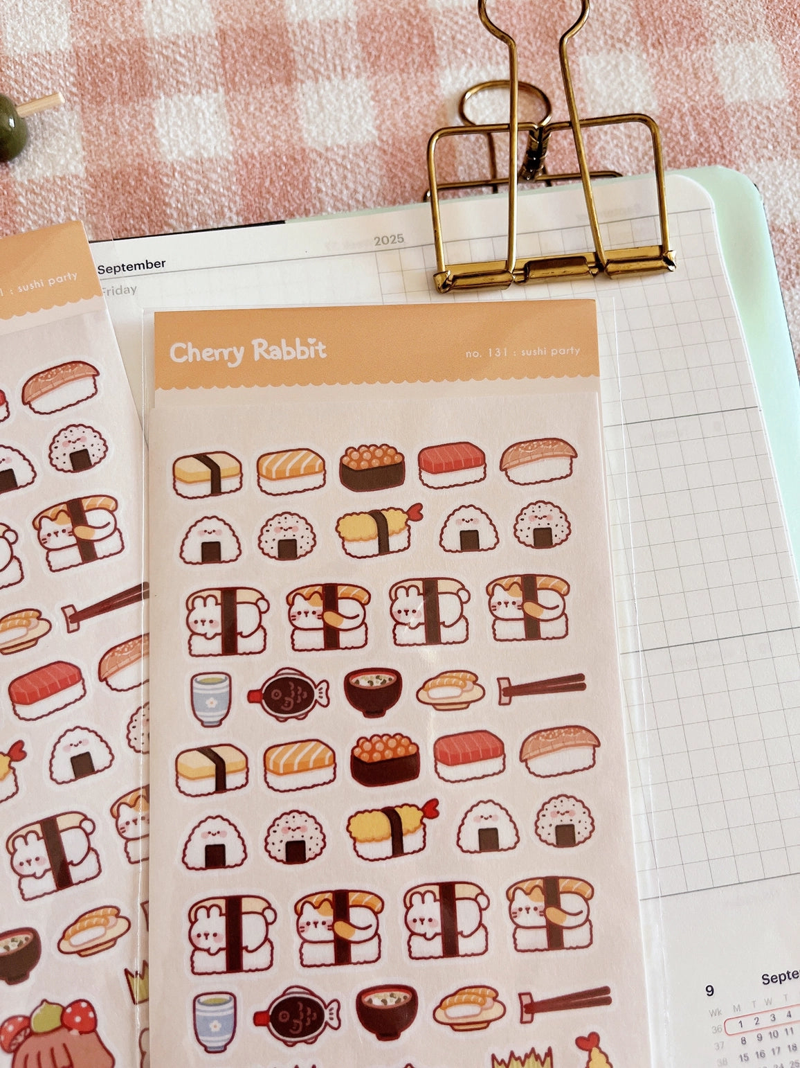 Cherry Rabbit Sushi Party Sticker Sheet