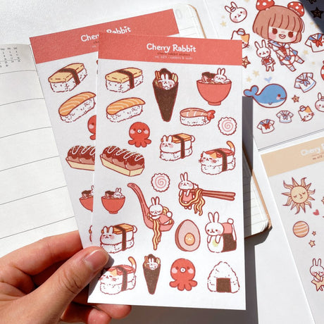 Cherry Rabbit Sushi & Rabbits Sticker Sheet 025