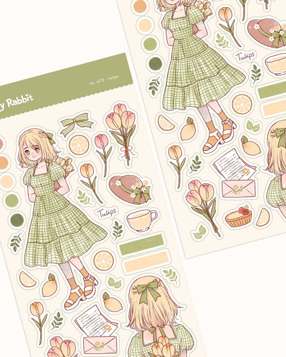 Cherry Rabbit Tulips Sticker Sheet – Little Craft Place