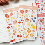 Cherry Rabbit Watercolor Fruits Sticker Sheet