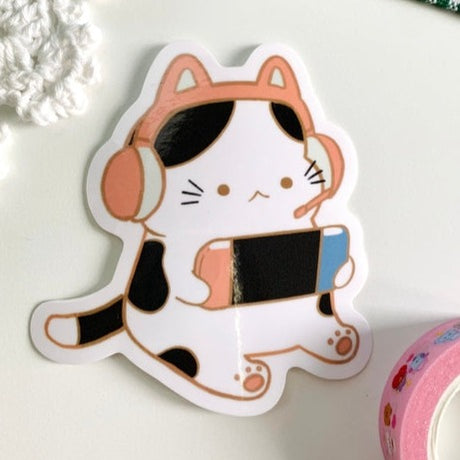 Chocolett - Black and White Gamer Kitty Sticker