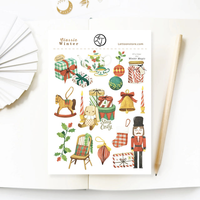 Part of our beautiful 2025 winter collection.

You can use sticker sheets to bring your ideas to life:

* Inside your bullet journal for your weekly or monthly spread

To help decorate your personal diary in your style
Marking important dates in your planner or calendar&nbsp;
Decorate your envelope and letter to surprise your family and penpals&nbsp;
Your imagination is endless: use it at any indoor place you like

Each sticker sheet sold seperately