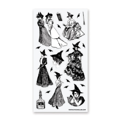 Beautiful portraits of vintage witches going about their daily lives! 🦇🧹

Top Coating: None

Adhesive Layer: Washi

Backing Layer: Paper

6.69" x 3.54". Weight - 0.03lbs.

1 sheet included