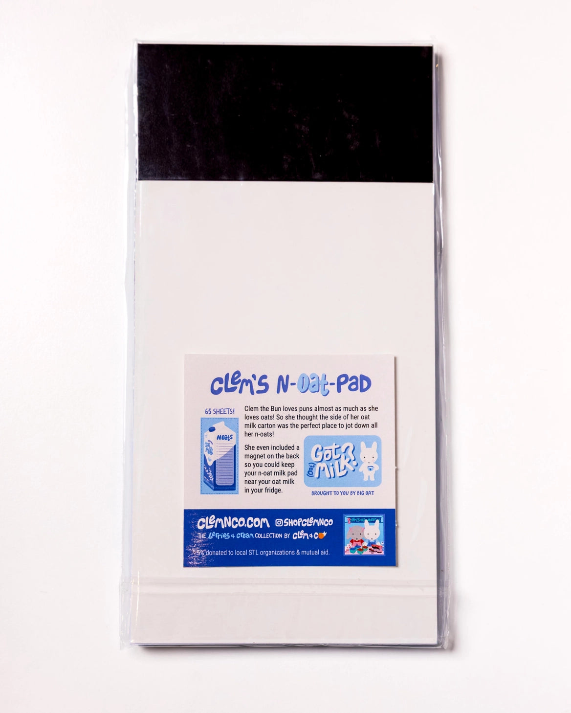 Oat Milk "N-Oat-Pad" Notepad by Clem & Co.

Clem the Bun loves puns almost as much as she loves oats! So she thought the side of her oat milk carton was the perfect place to jot down all her n-oats!