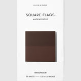 Square Transparent Page Flags provide a subtle way to mark information you want to reference again. Their slightly frosted finish maintains clarity when layered over text, making them a practical tool for marking pages in books, highlighting passages, or labeling sections throughout notebooks and documents. Thin construction keeps bulk to a minimum, even when used across multiple pages.