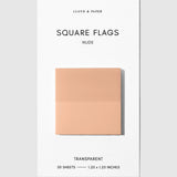 Square Transparent Page Flags provide a subtle way to mark information you want to reference again. Their slightly frosted finish maintains clarity when layered over text, making them a practical tool for marking pages in books, highlighting passages, or labeling sections throughout notebooks and documents. Thin construction keeps bulk to a minimum, even when used across multiple pages.