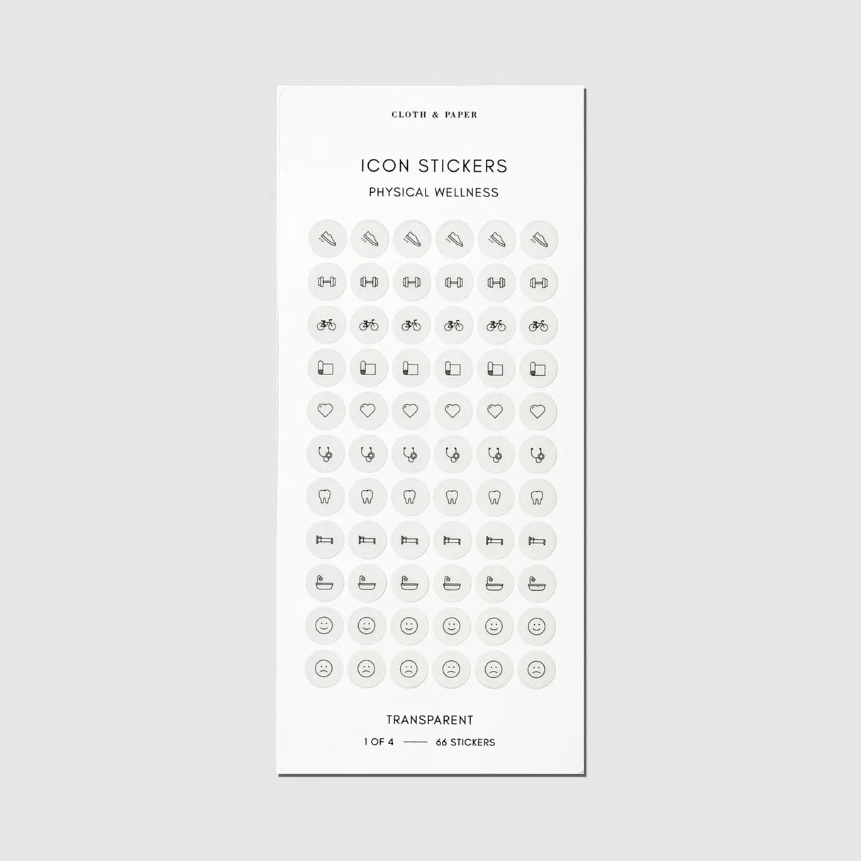 Refine your planning routine with our Healthy Planning Sticker Set, designed to help you stay consistent with both physical wellness and meal planning goals. Featuring our signature Ash and Angora colors, these transparent stickers layer beautifully over any planner spread without adding visual clutter.

Features

 * Printed on transparent material for a seamless, luxe look 
 * 264 total stickers: 4 sheets with 66 stickers each 
 * Includes 2 Physical Wellness sheets: 1 in Ash, 1 in Angora 
 * Includes 2 Me