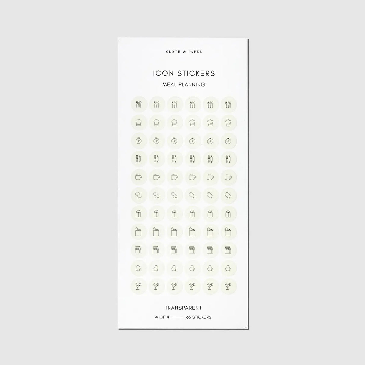 Refine your planning routine with our Healthy Planning Sticker Set, designed to help you stay consistent with both physical wellness and meal planning goals. Featuring our signature Ash and Angora colors, these transparent stickers layer beautifully over any planner spread without adding visual clutter.

Features

 * Printed on transparent material for a seamless, luxe look 
 * 264 total stickers: 4 sheets with 66 stickers each 
 * Includes 2 Physical Wellness sheets: 1 in Ash, 1 in Angora 
 * Includes 2 Me
