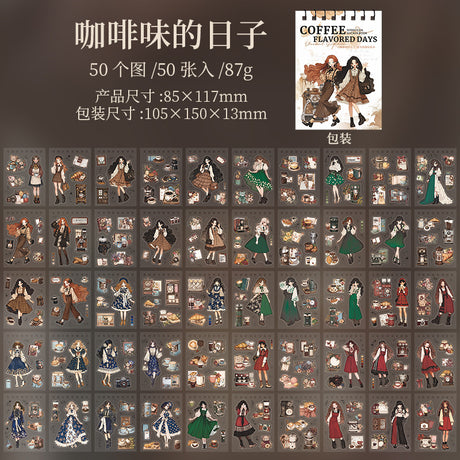 Capture the rich and fragrant moments of life with taste inspired ideas. Whether you're a journaling enthusiast, a coffee lover, or someone who wants to add a sense of ceremony to your daily routine, this is for you!

50 pieces of large stickers with exquisite patterns
Special shaped die-cutting with adhesive backing to use immediately
3.35 in x 4.6 in