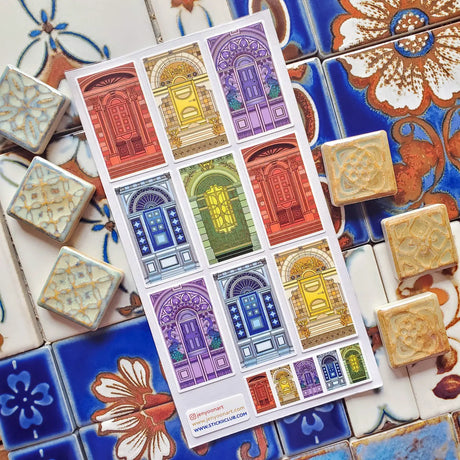 Colorful NYC Doors Sticker Sheet
