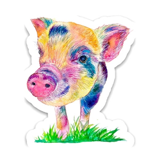 Pigs Multicolour Colorful Pig Sticker – Little Craft Place