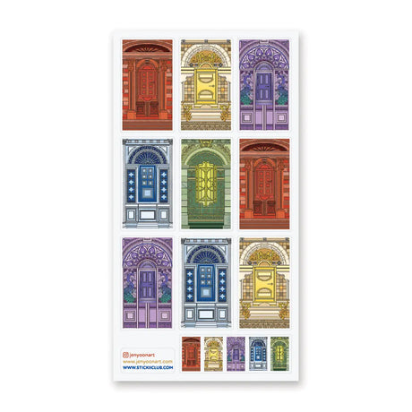 Colorful NYC Doors Sticker Sheet