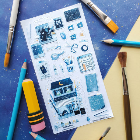 ✨🖌 Pop into @milkteadani's totally awesome starry art supply and bookshop - sometimes you can’t run away to the stars but you can dream of and create them!