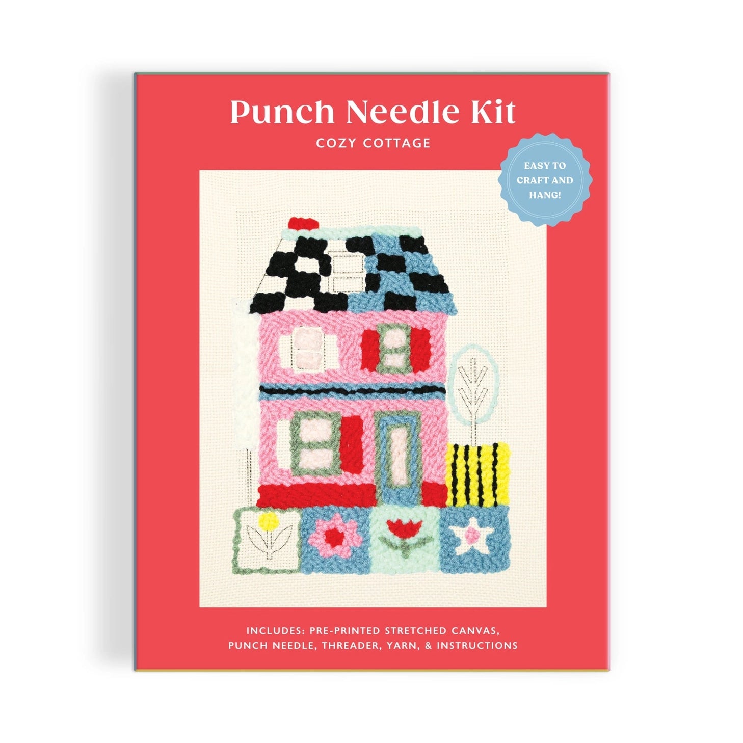 Craft a charming cottage scene with the Cozy Cottage Punch Needle Kit, curated by artist Molly Egan. This all-inclusive kit provides everything required to master punch needle embroidery, featuring a pre-printed design canvas, premium yarn selection, and comprehensive guidance. The inviting cottage imagery evokes warmth and nostalgia, making it an ideal project for textile enthusiasts of all skill levels. Upon completion, your handcrafted piece becomes a distinctive decorative accent that showcases both art