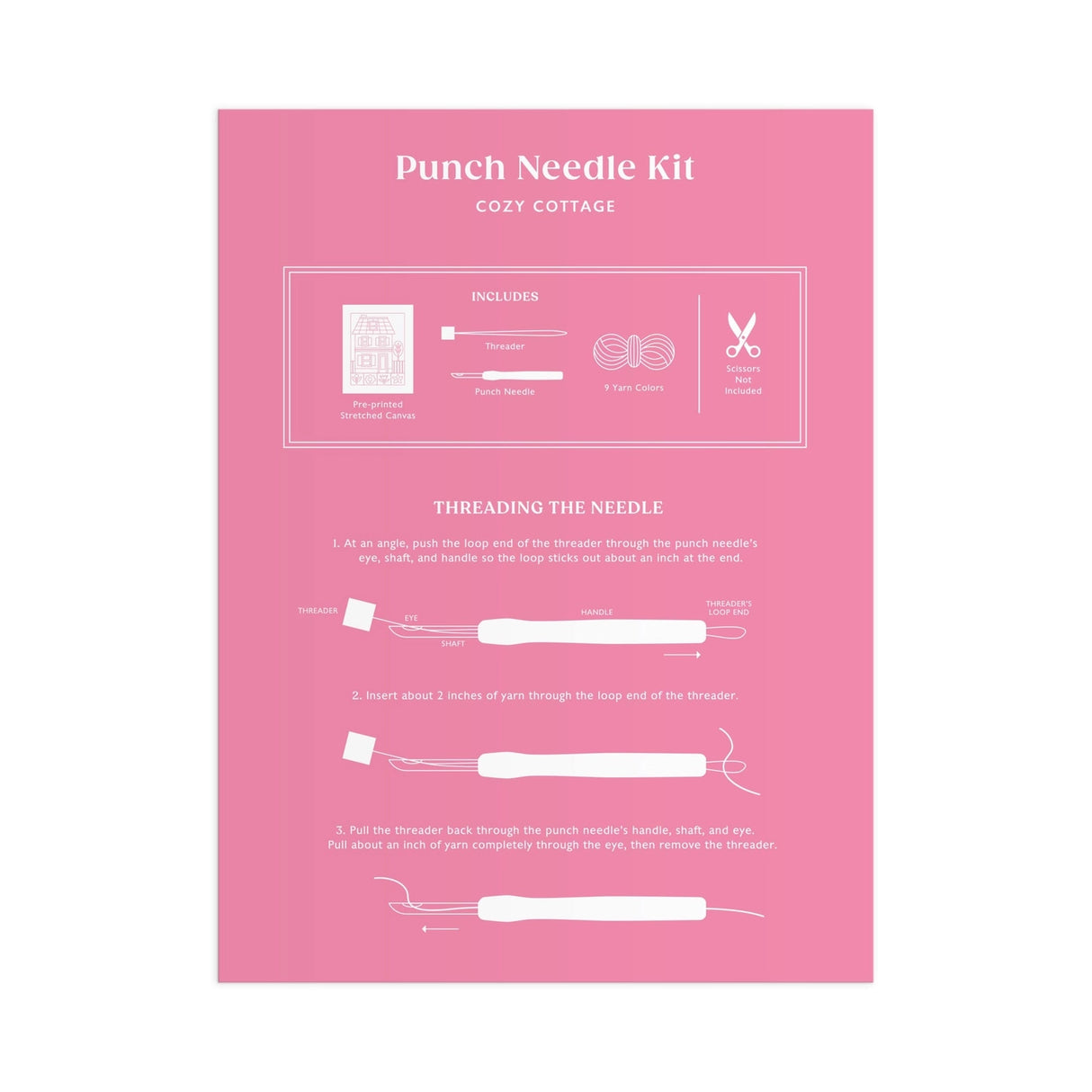 Craft a charming cottage scene with the Cozy Cottage Punch Needle Kit, curated by artist Molly Egan. This all-inclusive kit provides everything required to master punch needle embroidery, featuring a pre-printed design canvas, premium yarn selection, and comprehensive guidance. The inviting cottage imagery evokes warmth and nostalgia, making it an ideal project for textile enthusiasts of all skill levels. Upon completion, your handcrafted piece becomes a distinctive decorative accent that showcases both art