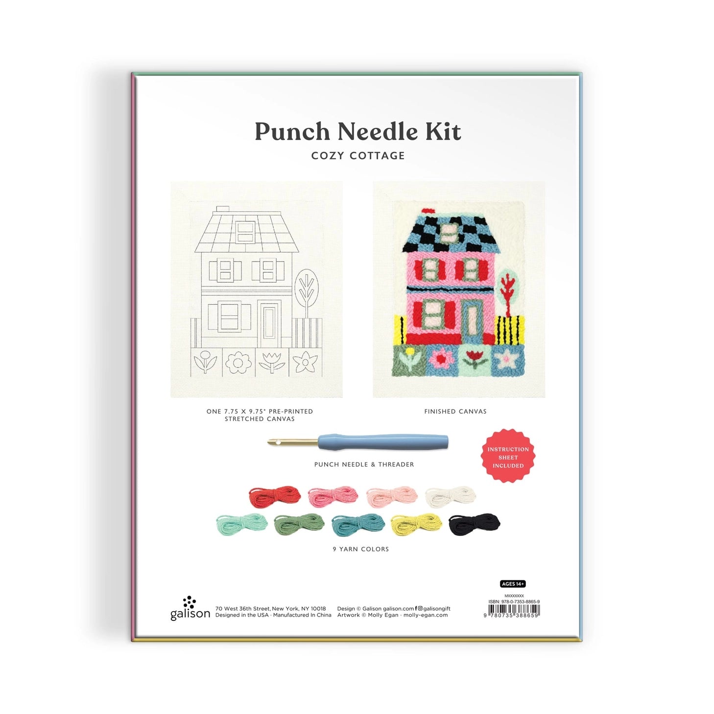 Craft a charming cottage scene with the Cozy Cottage Punch Needle Kit, curated by artist Molly Egan. This all-inclusive kit provides everything required to master punch needle embroidery, featuring a pre-printed design canvas, premium yarn selection, and comprehensive guidance. The inviting cottage imagery evokes warmth and nostalgia, making it an ideal project for textile enthusiasts of all skill levels. Upon completion, your handcrafted piece becomes a distinctive decorative accent that showcases both art