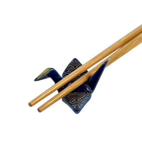 Origami Crane Seigaiha Navy Chopstick Rest