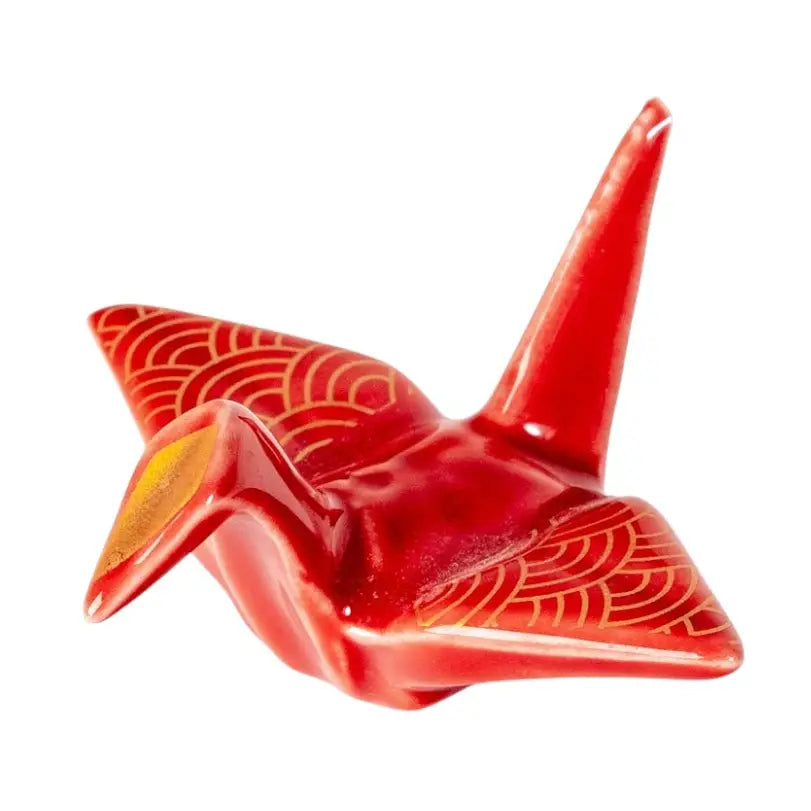 Origami Crane Seigaiha Red Chopstick Rest