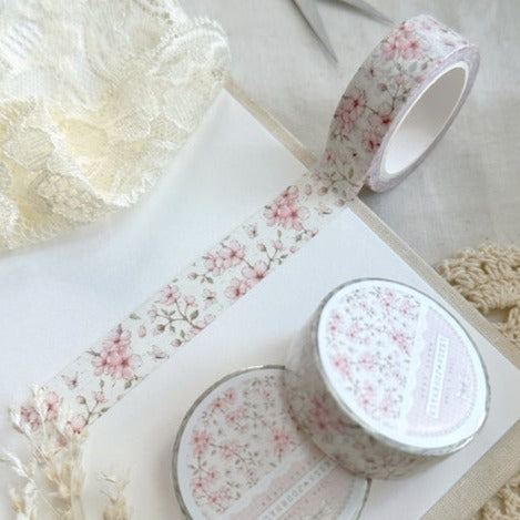  leelajournals Cream Sakura Floral Washi Tape 15mm