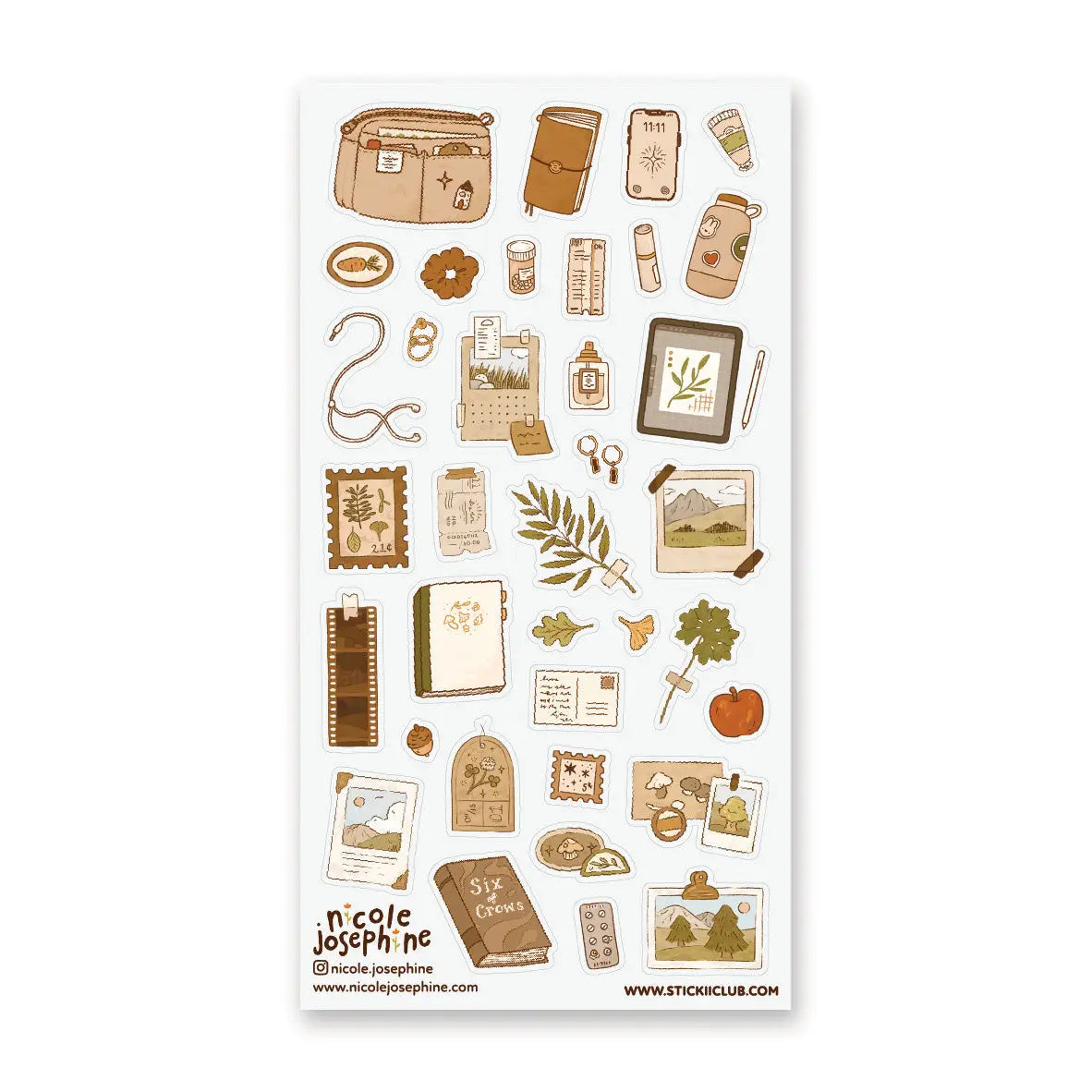 🍂📔 Little treasures for a beautifully creative day! @nicole_josephine’s charming sheet is filled with warm, nature-inspired stationery, from well-loved journals and taped-up photos to leafy keepsakes, tiny trinkets, and cozy desk essentials. This sheet feels like a quiet afternoon spent prettying a planner, documenting little moments, and tucking away memories for later.

Art by: @Nicole.josephine