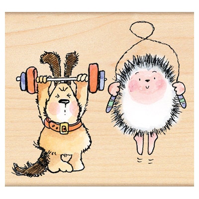 Sello de entrenamiento para animales: erizo y perro en forma