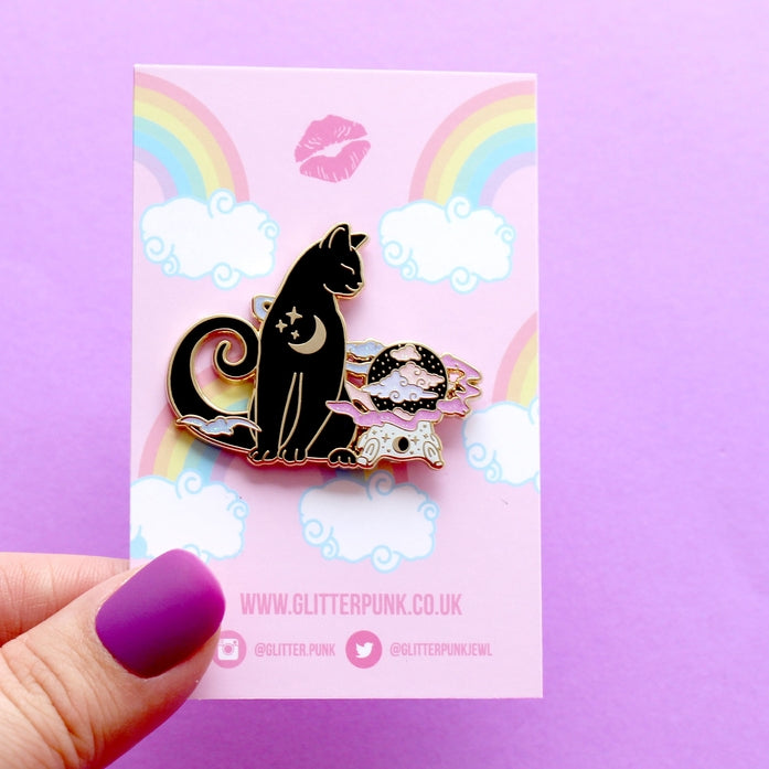 Crystal Ball Cat Enamel Pin – Halloween Collection