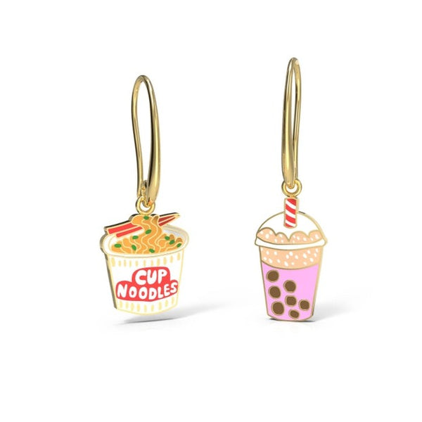 Cup Noodle & Boba Earrings