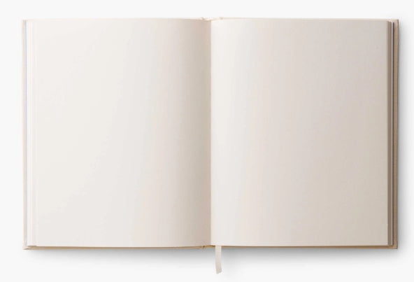 Our embroidered sketchbook is a large, hardcover journal with 108 unlined pages of thick paper perfect for sketching, drawing, and journaling. The cover is wrapped in cream book cloth and embroidered with the beetles and bugs of our Curio print with metallic gold accents. An attached grosgrain ribbon bookmark will save your place.