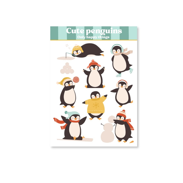Cute Pengiuns Sticker Sheet A6