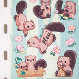 Cute River Beaver Vinyl Sticker Sheet