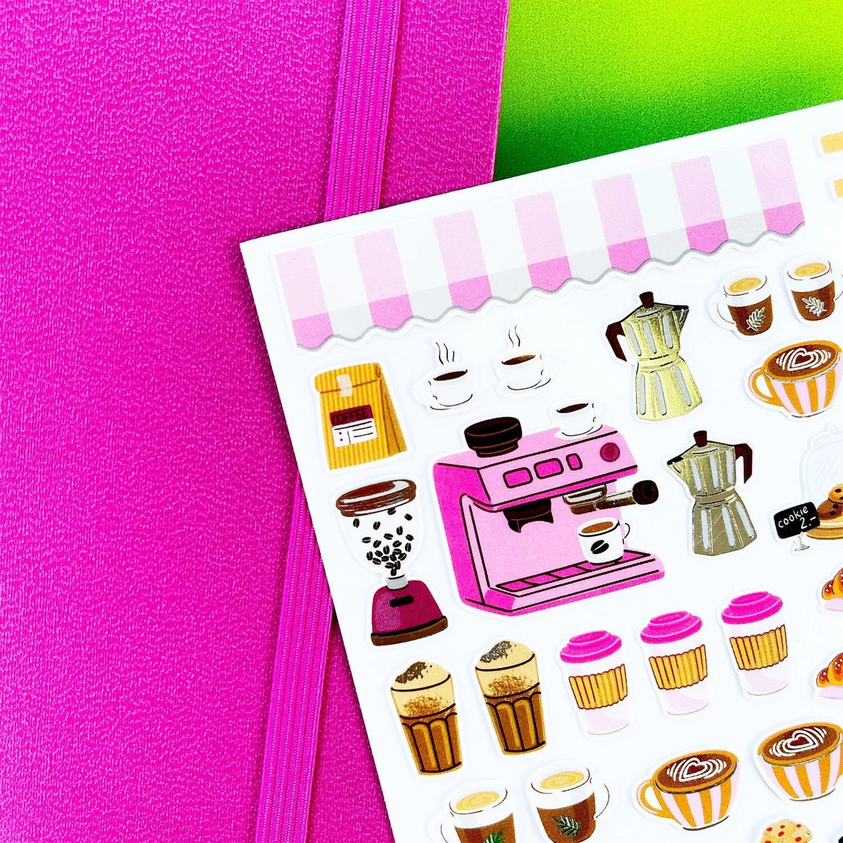 PipStickers are the PERFECT gift for the sticker lover in your life - even if it's you! These unique PVC designs with silver foil accents come on a clear backing and cannot be found anywhere else.

Includes one 4" x 4" sheet of Cutest Cafe PipStickers and includes the Pipsticks manifesto.