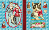 Part of bestselling designer Cynthia Hart's Victoriana Cats stationery line, here is a curated collection of 300 stickers that allow adults and children to add a touch of beauty to any surface with these beautiful images of charming cats, playful cats, cute cats, and more! Decorative book cover with cats in formal attire and vintage elements on a blue patterned background.