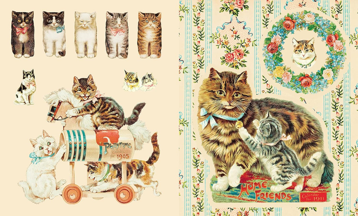 Part of bestselling designer Cynthia Hart's Victoriana Cats stationery line, here is a curated collection of 300 stickers that allow adults and children to add a touch of beauty to any surface with these beautiful images of charming cats, playful cats, cute cats, and more! Vintage-style illustration of cats with decorative elements on a beige background