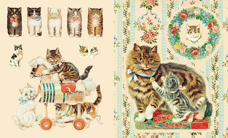 Part of bestselling designer Cynthia Hart's Victoriana Cats stationery line, here is a curated collection of 300 stickers that allow adults and children to add a touch of beauty to any surface with these beautiful images of charming cats, playful cats, cute cats, and more! Vintage-style illustration of cats with decorative elements on a beige background