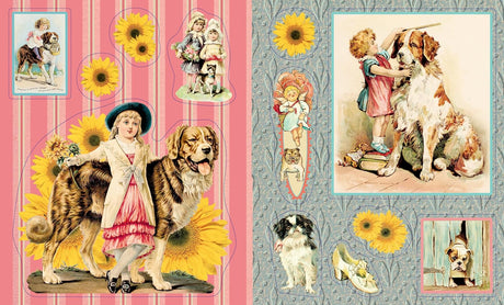Part of bestselling designer Cynthia Hart's Victoriana Dogs stationery line, here is a curated collection of 340 stickers that allow adults and children to add a touch of beauty to any surface with these beautiful images of cute pups and playful dogs. Vintage-style illustrations of children and dogs on a pink and blue checkered background.