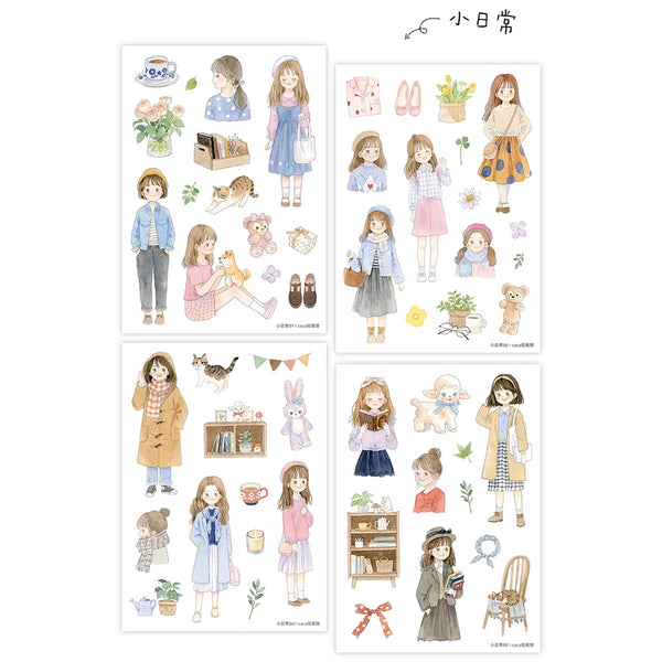 Daily Life Girl Sticker Sheet A6 (Set of 4)