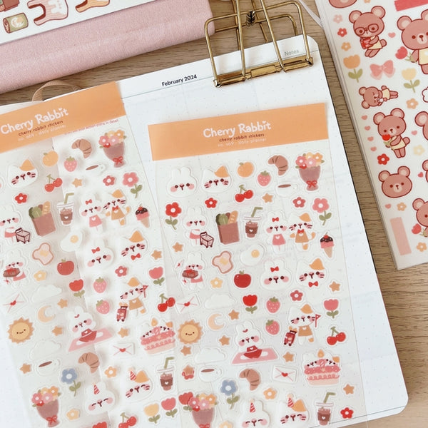 Cherry Rabbit Daily Planner Sticker Sheet