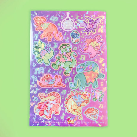 &nbsp;

🐢 Our Kiss Cut Sticker Sheets are 4 inches by 6 inches and include one (1) sheet per package, with 10 to 20 individual waterproof, stickers on each.&nbsp;

🐢 Each sheet is enclosed in a sleeve with an art backing card and are retail-ready!

🐢 Stick them on water bottles, laptops, cars, coolers, helmets, skateboards, or just about any flat surface you can think of.&nbsp;