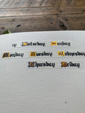 Days of the Week Medieval Inspired Washi Tape