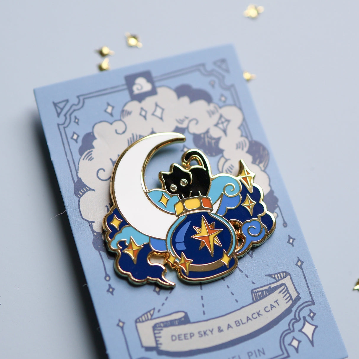 Thousand Skies Deep Sky and A Black Cat Enamel Pin