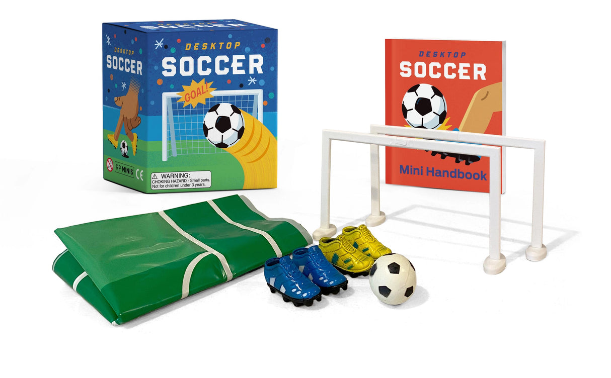 Desktop Soccer Mini Edition

Goooal!

Now you can bring all of the fun and excitement of the soccer pitch to your desktop with this miniature set that you play with your fingers! ·

Everything you need to play: Includes soccer "pitch" mat, 2 goals, 2 pairs of soccer cleats for your fingers, 1 mini soccer ball
Book included: With a brief history and rules of the sport, profiles of famous players, trivia, and more in this 32-page fully illustrated miniature book
Unique gift: Perfect for soccer lovers of all a