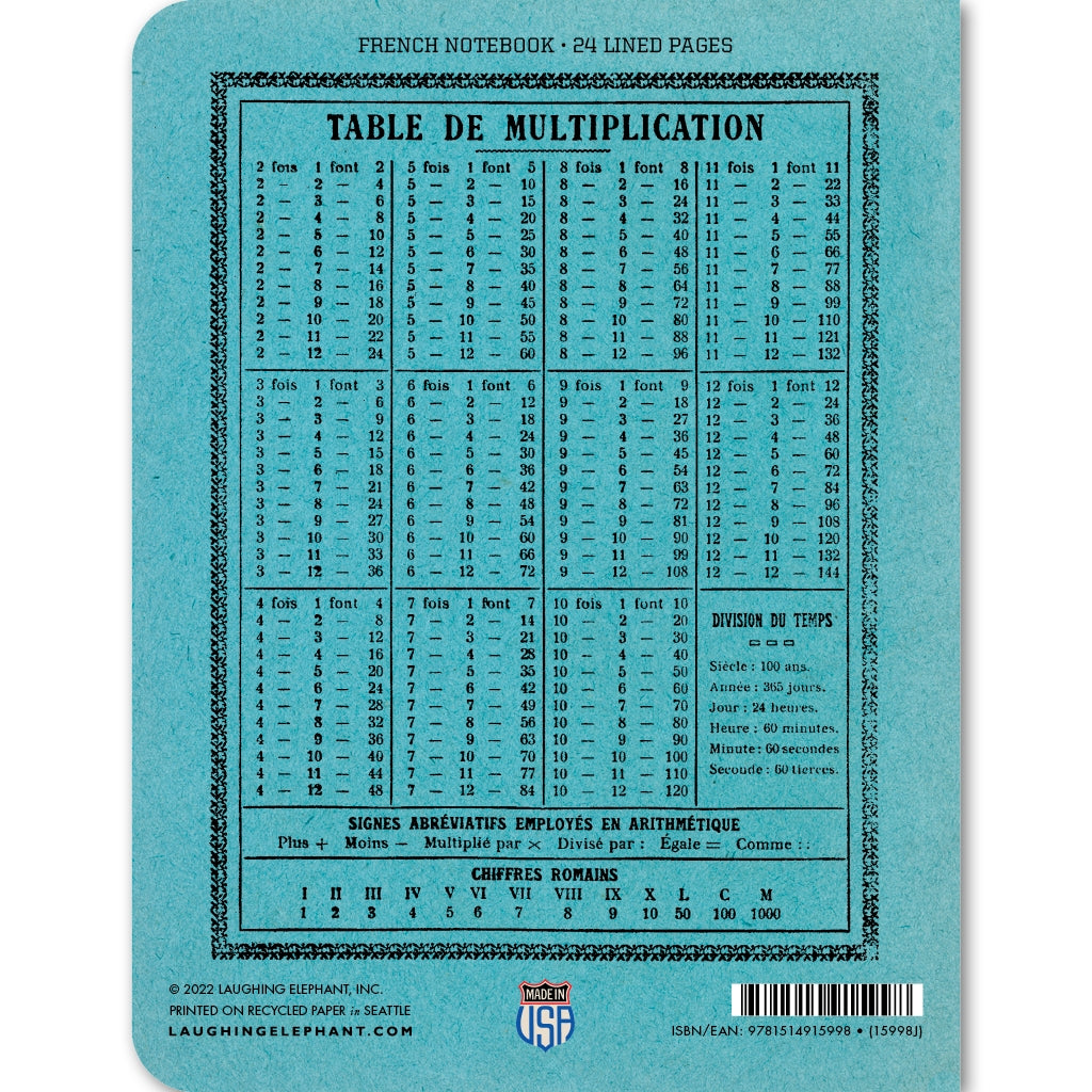 Dessin Quadrillé French Notebook