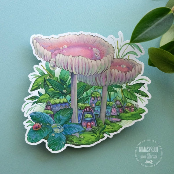 Dew Drop Mushrooms Vinyl Sticker