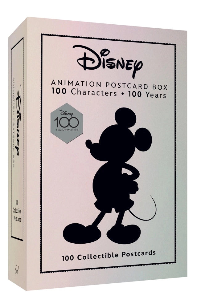This collectible keepsake box of postcards features 100 beloved Disney and Pixar characters in celebration of 100 years of Disney animation.

This collectible postcard box celebrates the enduring magic of Disney over the last 100 years with 100 of your favorite Disney and Pixar characters-from Mickey Mouse, Woody, and Olaf to Maleficent, Scar, and Ursula. Including final frames of the most beloved heroes, loyal sidekicks, and wicked villains throughout Disney's animation history, these 100 high-quality, ful