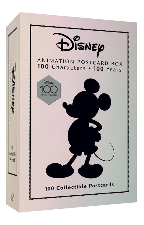 This collectible keepsake box of postcards features 100 beloved Disney and Pixar characters in celebration of 100 years of Disney animation.

This collectible postcard box celebrates the enduring magic of Disney over the last 100 years with 100 of your favorite Disney and Pixar characters-from Mickey Mouse, Woody, and Olaf to Maleficent, Scar, and Ursula. Including final frames of the most beloved heroes, loyal sidekicks, and wicked villains throughout Disney's animation history, these 100 high-quality, ful