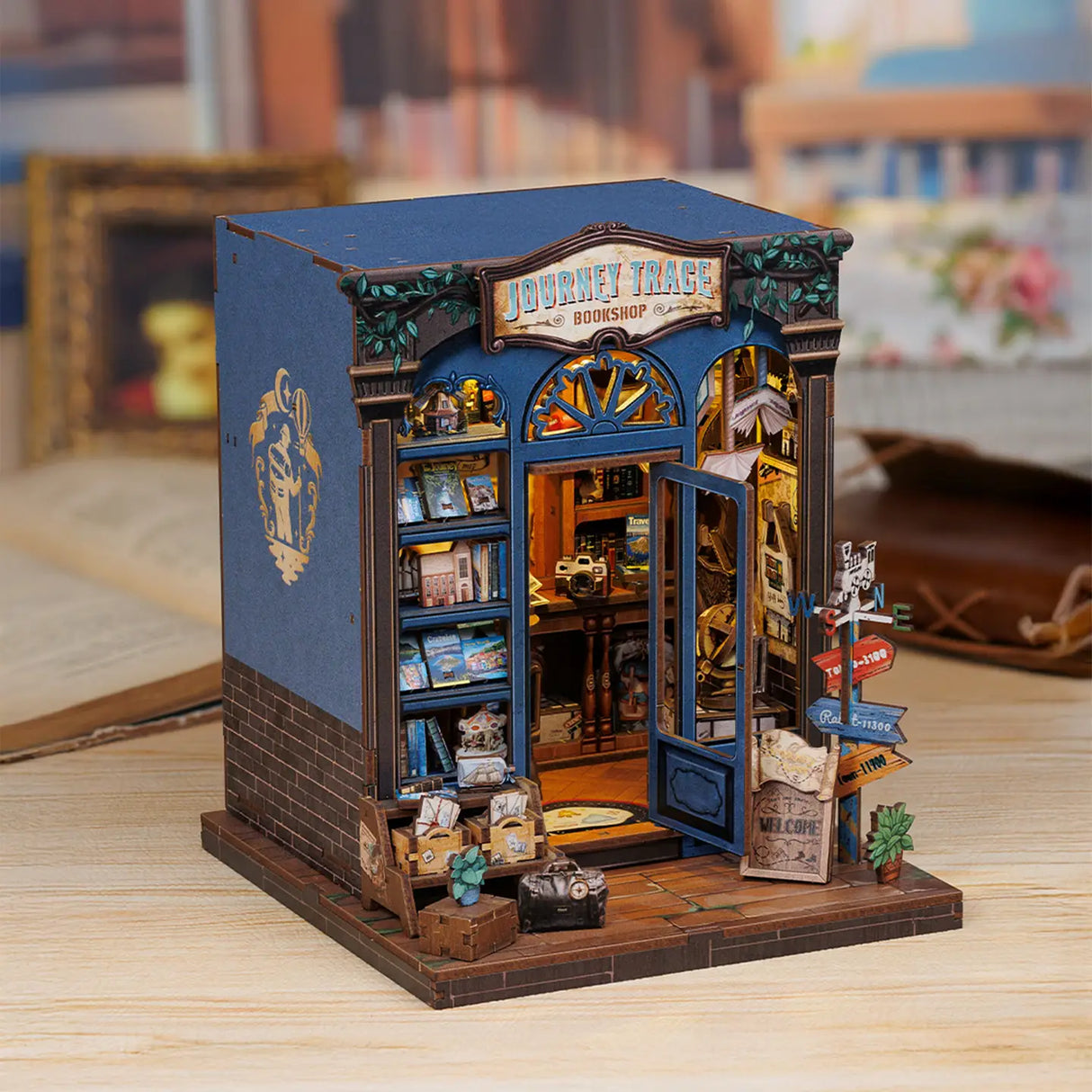 Inspired by the notion that "the meaning of travel is sharing," this charming book nook kit celebrates the power of storytelling, souvenirs, and cultural exchange. Visitors to this cozy bookshop explore a treasure trove of travelogues, handwritten postcards, globes, and keepsakes-each one brimming with whispered adventures from around the world. Let this miniature scene ignite your wanderlust, one tiny story at a time.